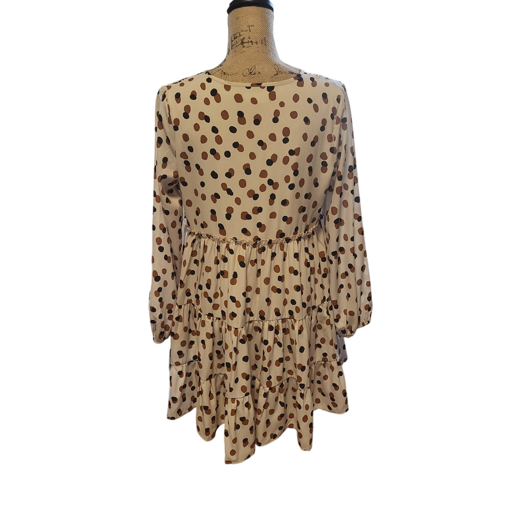 Altar'd state spotted dress w/ long sleeves, lined, knee length, size small - Picture 2 of 6